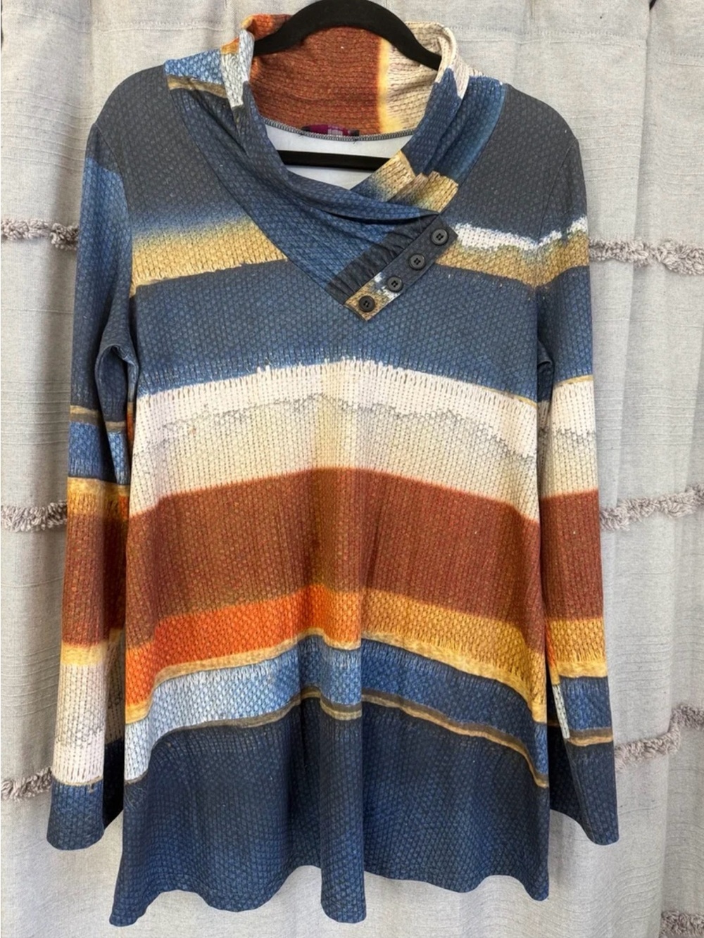 Azalea by Firmiana Woman’s Multicolor Striped Crossover Neck Blouse-SIZE L